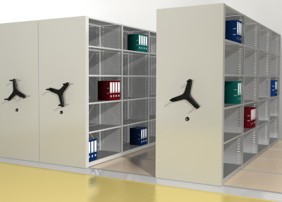 Архивные передвижные стеллажи серия Л с фальшполом